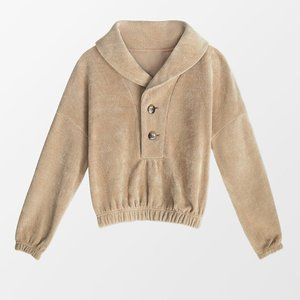 NWT Cupshe Cerise Half Placket Button Front Sweatshirt XS